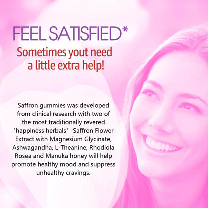 NEVISS Saffron Gummies 100mg — Pure Saffron Extract with Magnesium Glycinate, L-Theanine & Turmeric