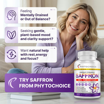 Pure Saffron Extract 88.5 mg - Mood, Focus & Vision Support | Made in USA | 60 Capsules