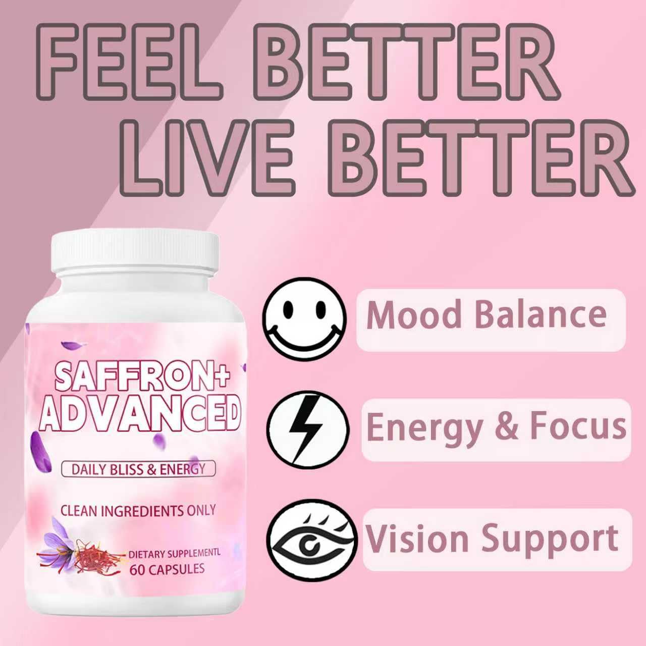 10-in-1 Saffron Wellness Supplement – Ashwagandha, Vitamin C, Magnesium | 60 Vegan Capsules | Non-GMO