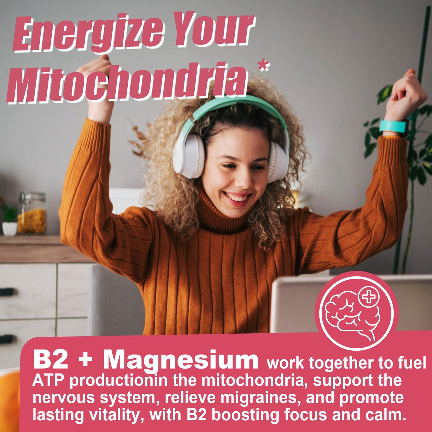 Safgumjel Vitamin B2 Gummies – Riboflavin 400mg for Adults & Kids with Magnesium & CoQ10 for Energy & Migraine Relief | Sugar Free, Vegan, Non-GMO | 120 Count
