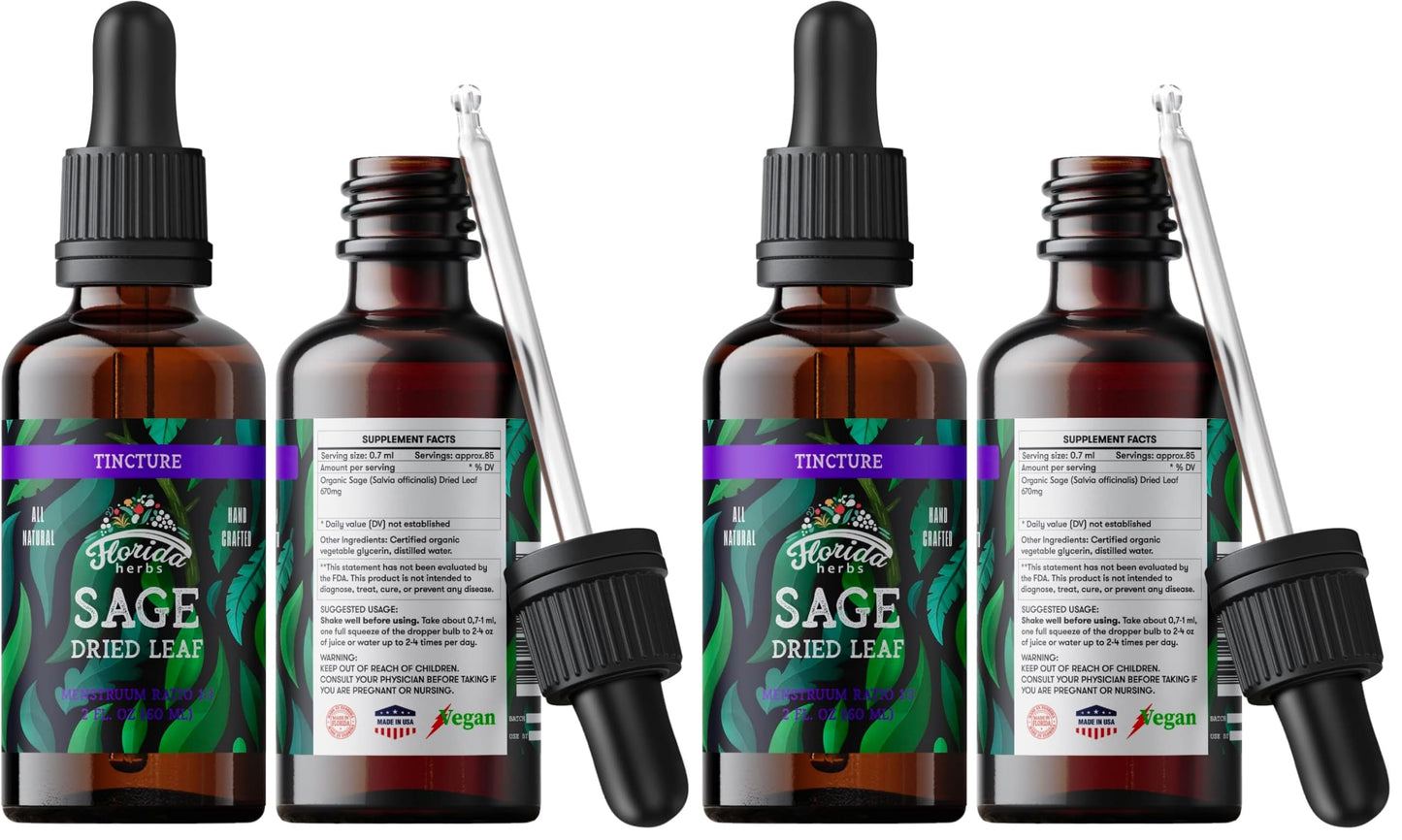 Sage Extract – Natural Dried Sage Supplement (Salvia officinalis) – Organic, Non-GMO – Made in USA – 2 oz (Pack of 2)