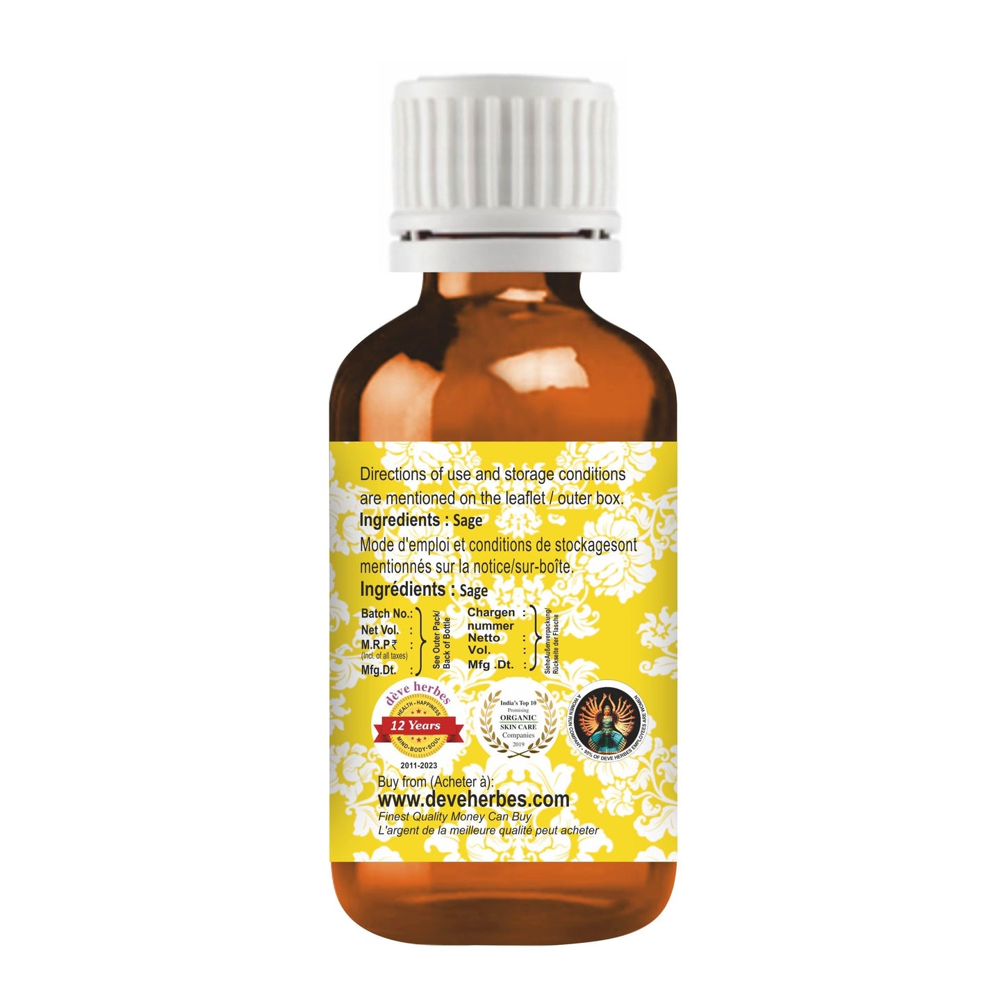 dève herbes Sage Essential Oil (10ml) - Pure, Steam Distilled