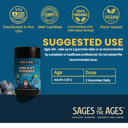 Sages Of The Ages Shilajit Gummies – 1500 mg Fulvic Acid, Vegan, Sugar-Free