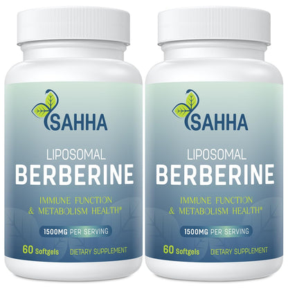 Sahha Liposomal Berberine HCL 1500mg – Supports AMPK & GLP-1 Activation, High Bioavailability for Men and Women Overall Health Supplement (2 Pack)