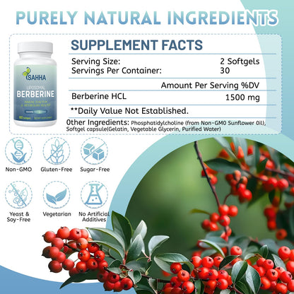 Sahha Liposomal Berberine HCL 1500mg – Supports AMPK & GLP-1 Activation, High Bioavailability for Men and Women Overall Health Supplement (2 Pack)