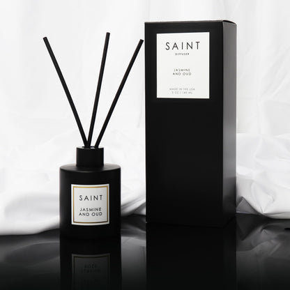 SAINT Jasmine & Oud Reed Diffuser — 5oz in Matte Black Jar