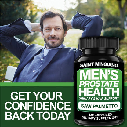 Saint Mingiano Prostate Health Supplement - 120 Capsules | Saw Palmetto, Urinary Support & Hair Health