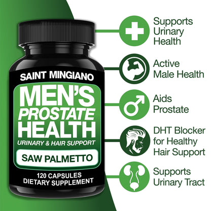 Saint Mingiano Prostate Health Supplement - 120 Capsules | Saw Palmetto, Urinary Support & Hair Health