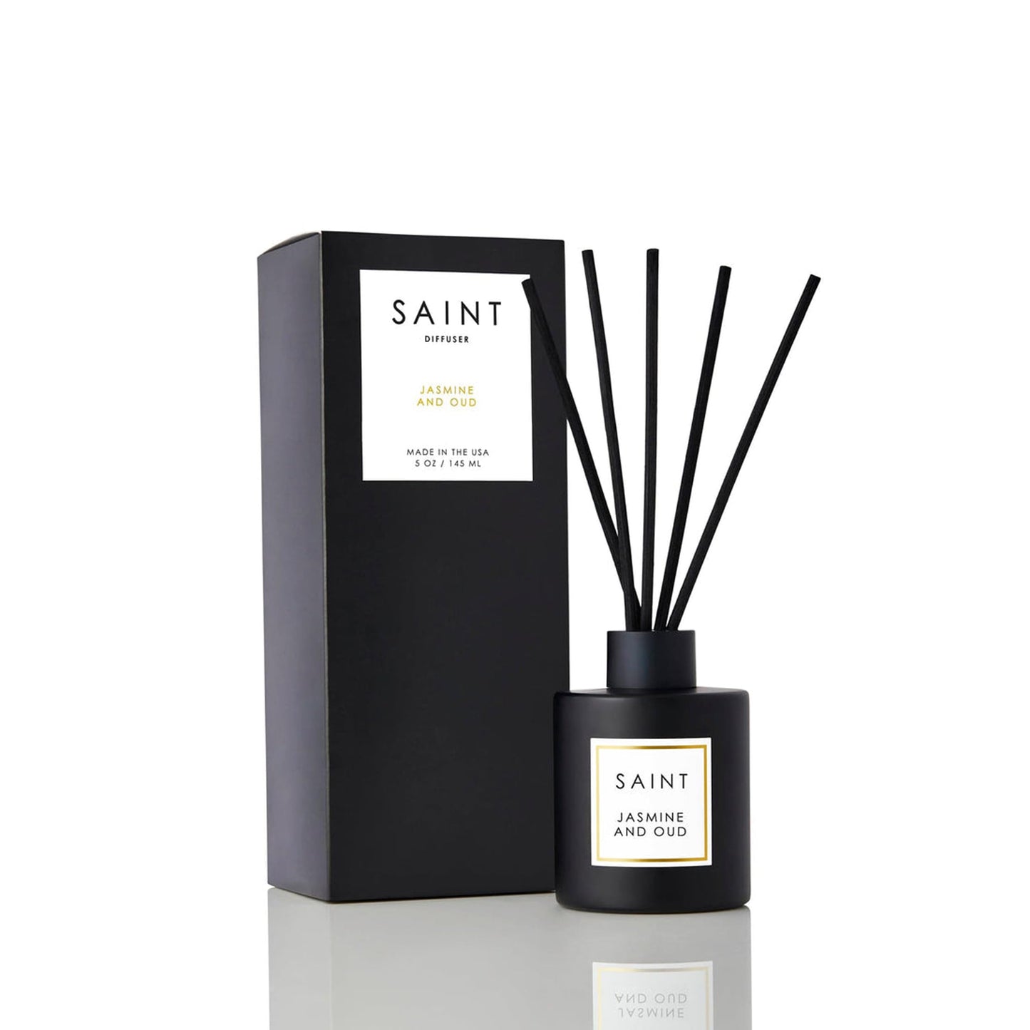SAINT Jasmine & Oud Reed Diffuser — 5oz in Matte Black Jar