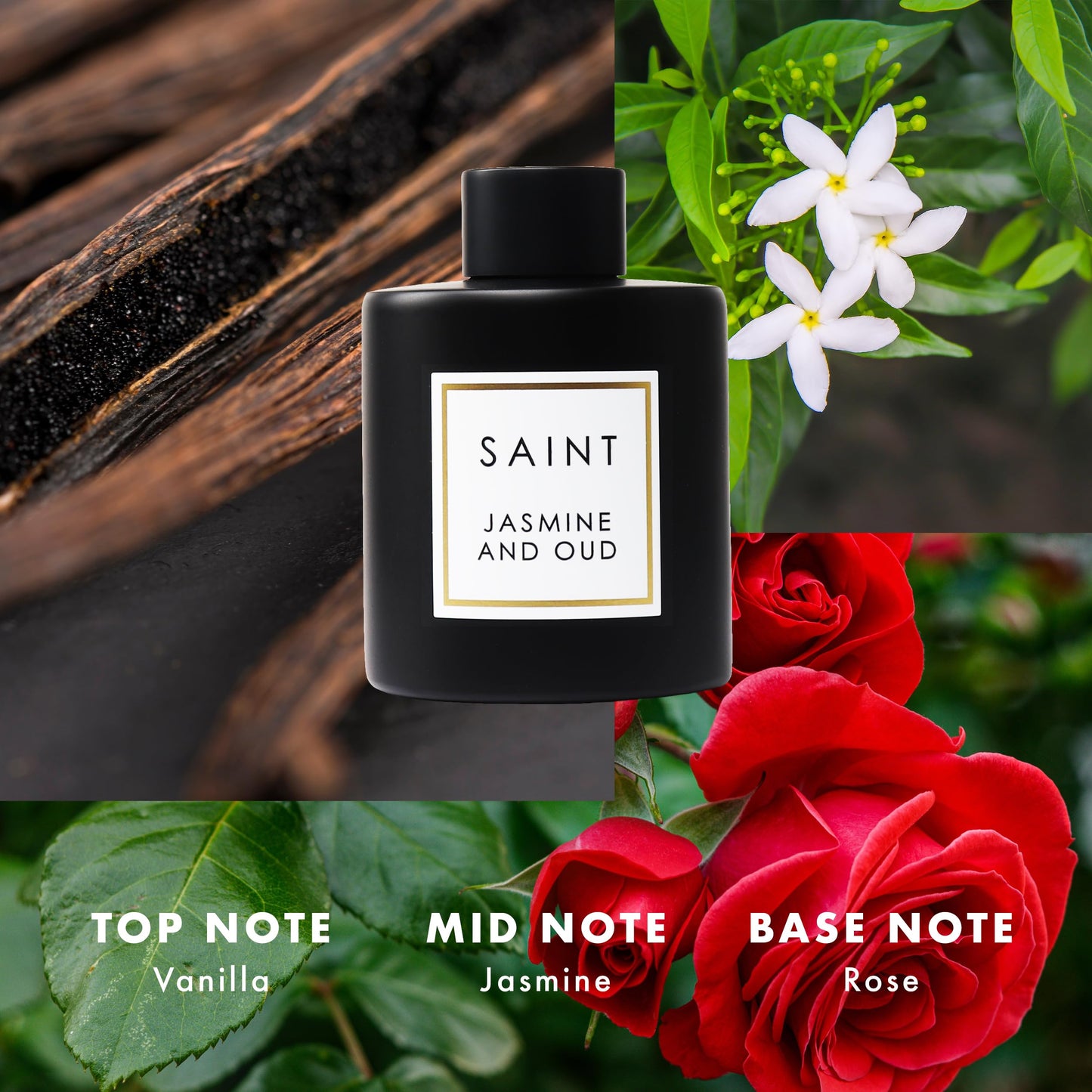 SAINT Jasmine & Oud Reed Diffuser — 5oz in Matte Black Jar
