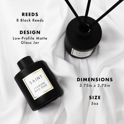 SAINT Jasmine & Oud Reed Diffuser — 5oz in Matte Black Jar