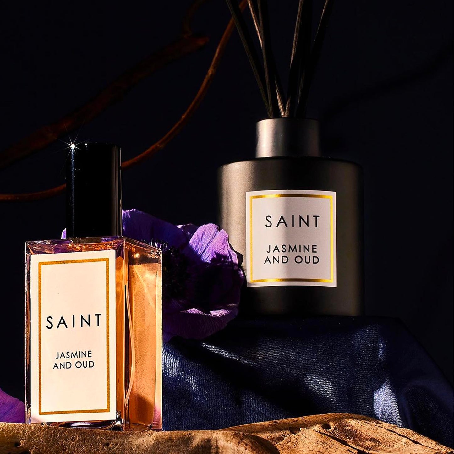 SAINT Jasmine & Oud Reed Diffuser — 5oz in Matte Black Jar