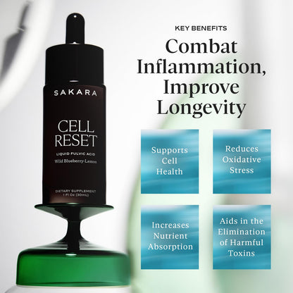 SAKARA Cell Reset – Liquid Fulvic Acid Complex with Wild Blueberry & Lemon | Immune Support & Cellular Detox