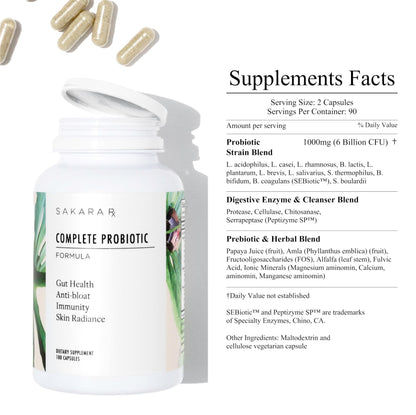 SAKARA Complete Probiotic – 3B CFU Daily Probiotics for Women, 180 Capsules