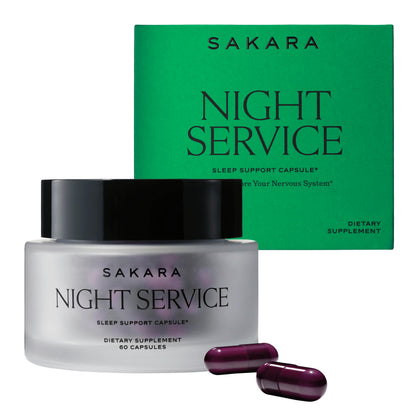 SAKARA Night Service Sleep Support – Magnesium Glycinate, NordicCherry™, 5-HTP | 60 Capsules
