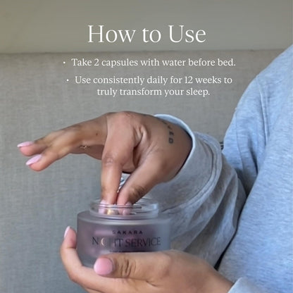 SAKARA Night Service Sleep Support – Magnesium Glycinate, NordicCherry™, 5-HTP | 60 Capsules