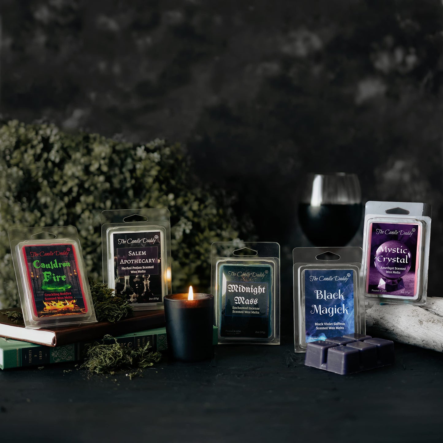 The Candle Daddy Salem Book of Smells Halloween 5 Pack - 5 Witchy Wax Melts (30 Cubes, 10 oz)
