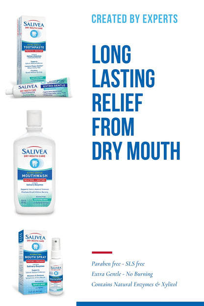 SALIVEA Extra Gentle Dry Mouth Spray – Soothing Mint with Enzymes (1.5oz, 250 Pumps)