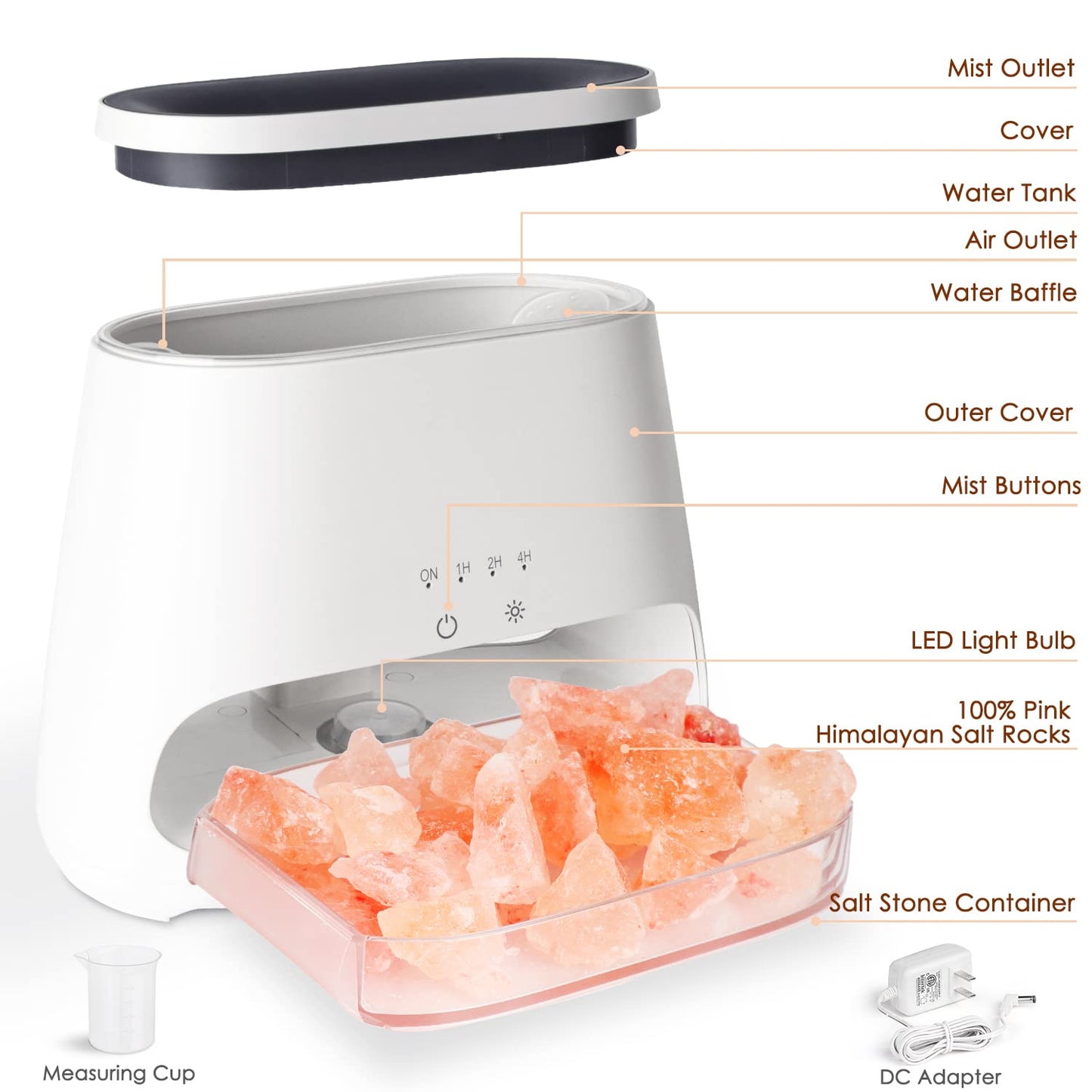 SALKING 2-in-1 Himalayan Salt Lamp & Ultrasonic Essential Oil Diffuser