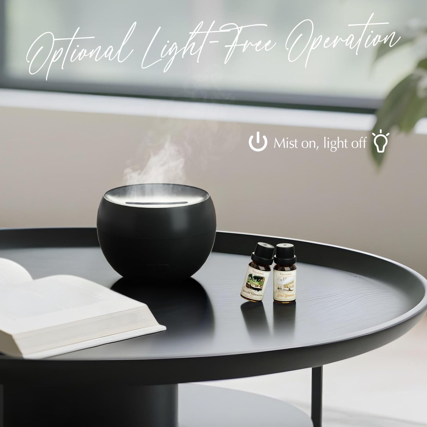 SALKING 2 Pack Flame Essential Oil Diffusers – 150ml Ultrasonic with Auto-Off (White & Black)