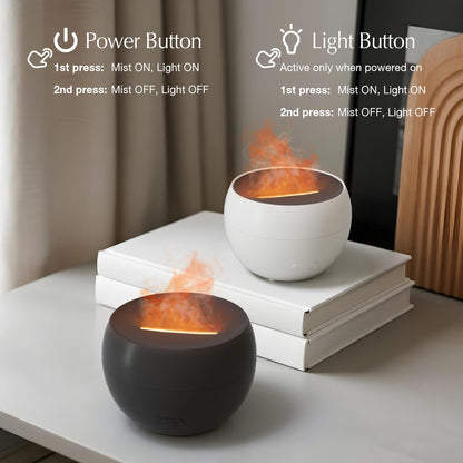 SALKING 2 Pack Flame Essential Oil Diffusers – 150ml Ultrasonic with Auto-Off (White & Black)