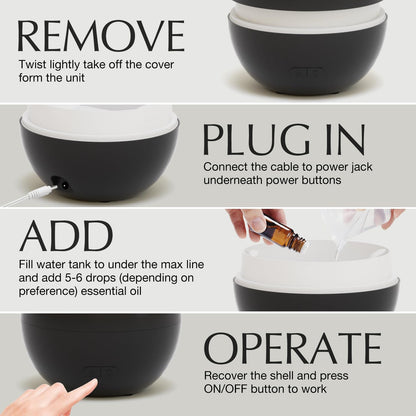 SALKING 2 Pack Flame Essential Oil Diffusers – 150ml Ultrasonic with Auto-Off (White & Black)