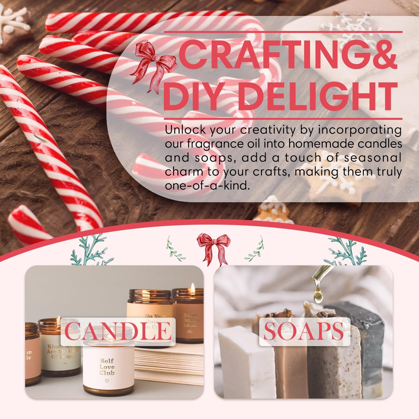 SALKING Candy Cane Fragrance Oil 120ml | Premium Diffuser, Candle & Soap Making Essential Oil