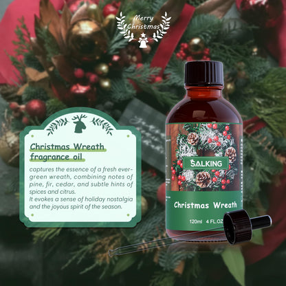 SALKING Christmas Wreath Fragrance Oil - 120ml Premium Essential Oils for Diffusers, Candles & Soaps
