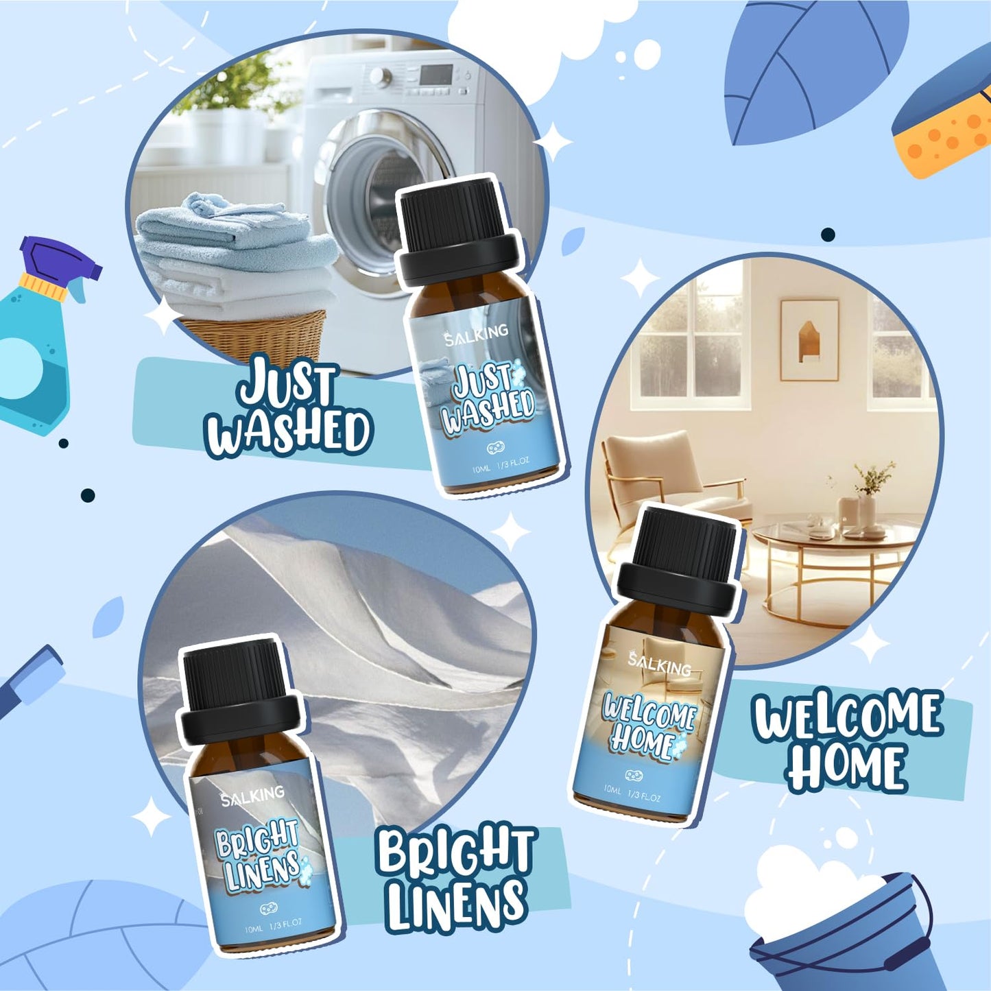 SALKING Housekeeping Fragrance Oils - Premium Diffuser Oils Gift Set