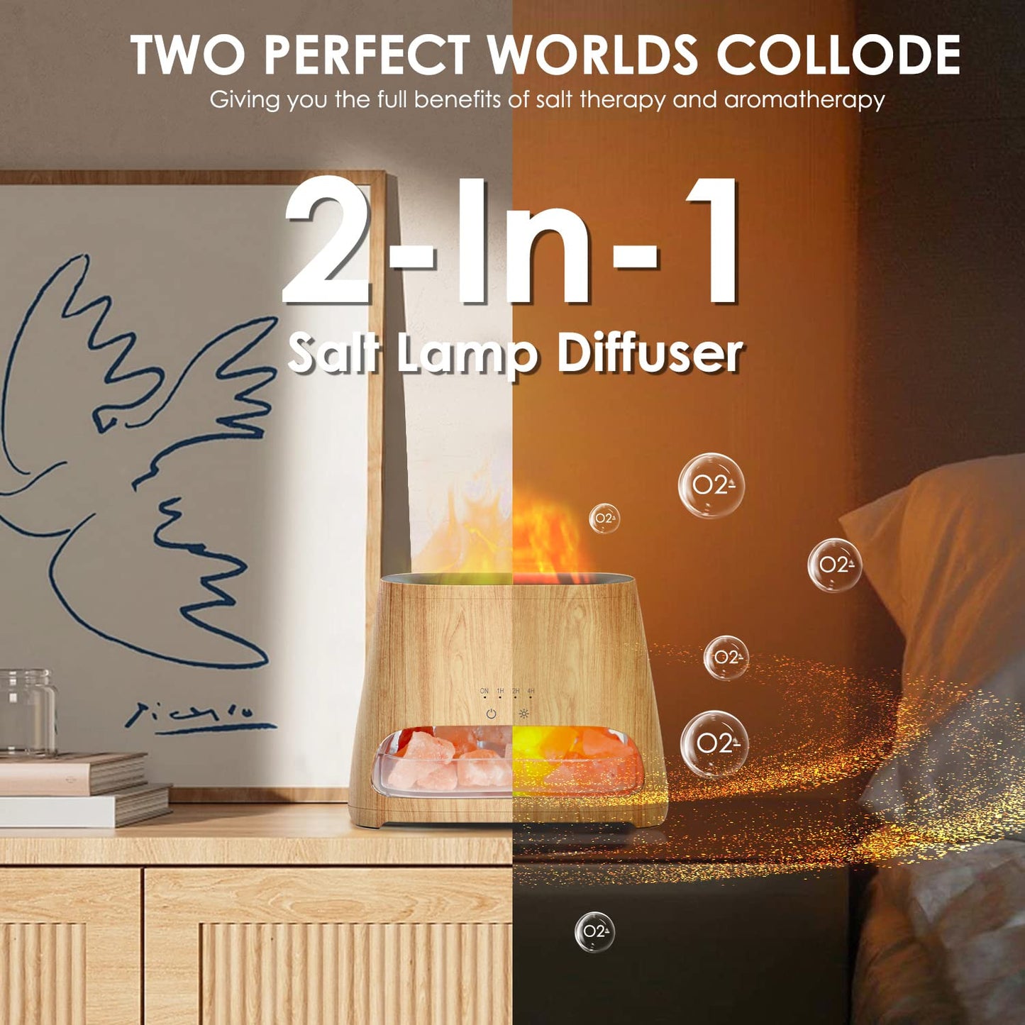 SALKING 2-in-1 Himalayan Salt Lamp & Essential Oil Diffuser – 150ml, Auto Off