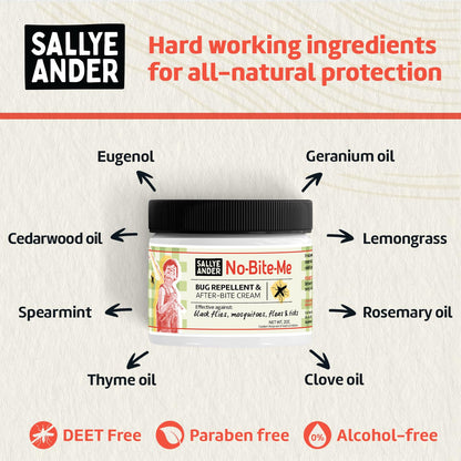 SALLYEANDER No Bite Me — All-Natural Bug Repellent & After-Bite Cream, 2 oz