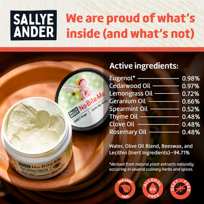 SALLYEANDER No Bite Me — All-Natural Bug Repellent & After-Bite Cream, 2 oz