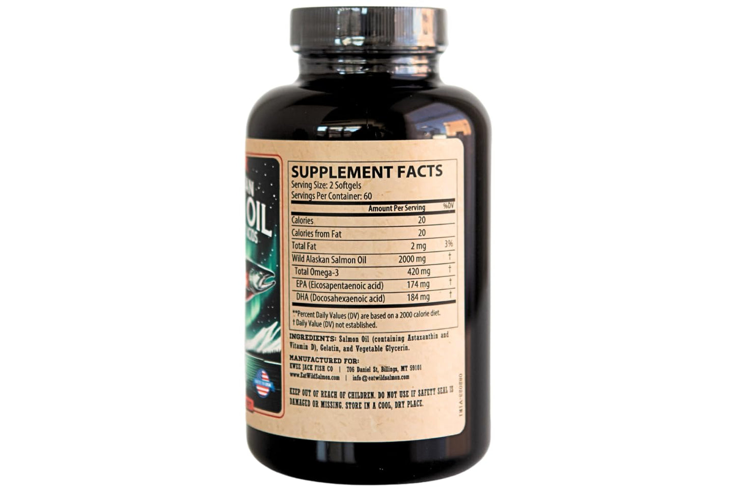 Wild Alaskan Salmon Oil Omega-3 Supplement (EPA & DHA) - 120 Softgels, 1000mg Each | Kwee-Jack Fish Co.