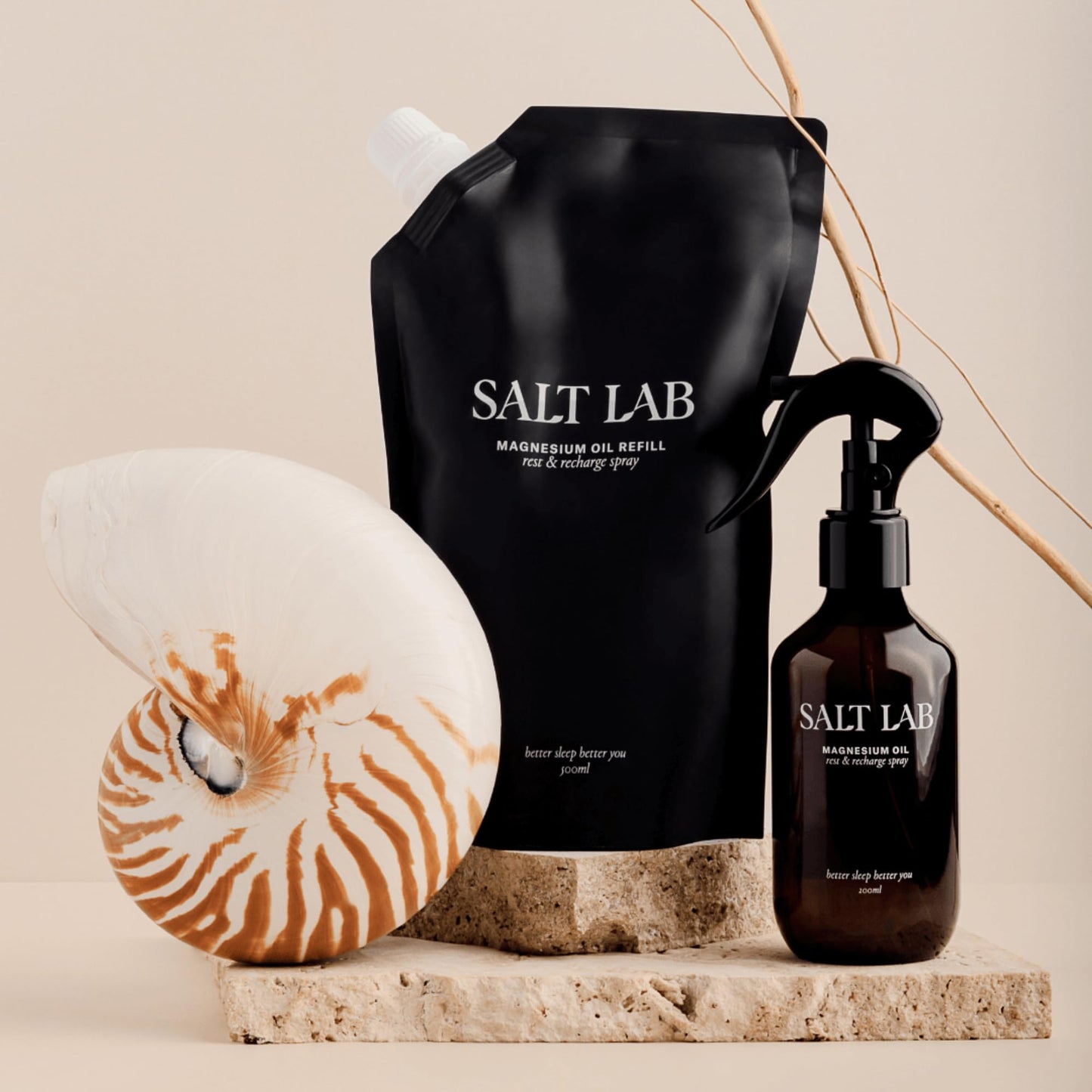 Salt Lab Magnesium Oil Spray – Non-Sticky, Fragrance-Free (6.8 oz)