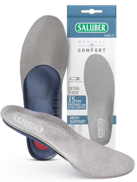 Saluber Plantar Fasciitis Insoles – 5mm Poron Footbed, Extra Cushioned Arch Support (EU34 / US W3.5-4)
