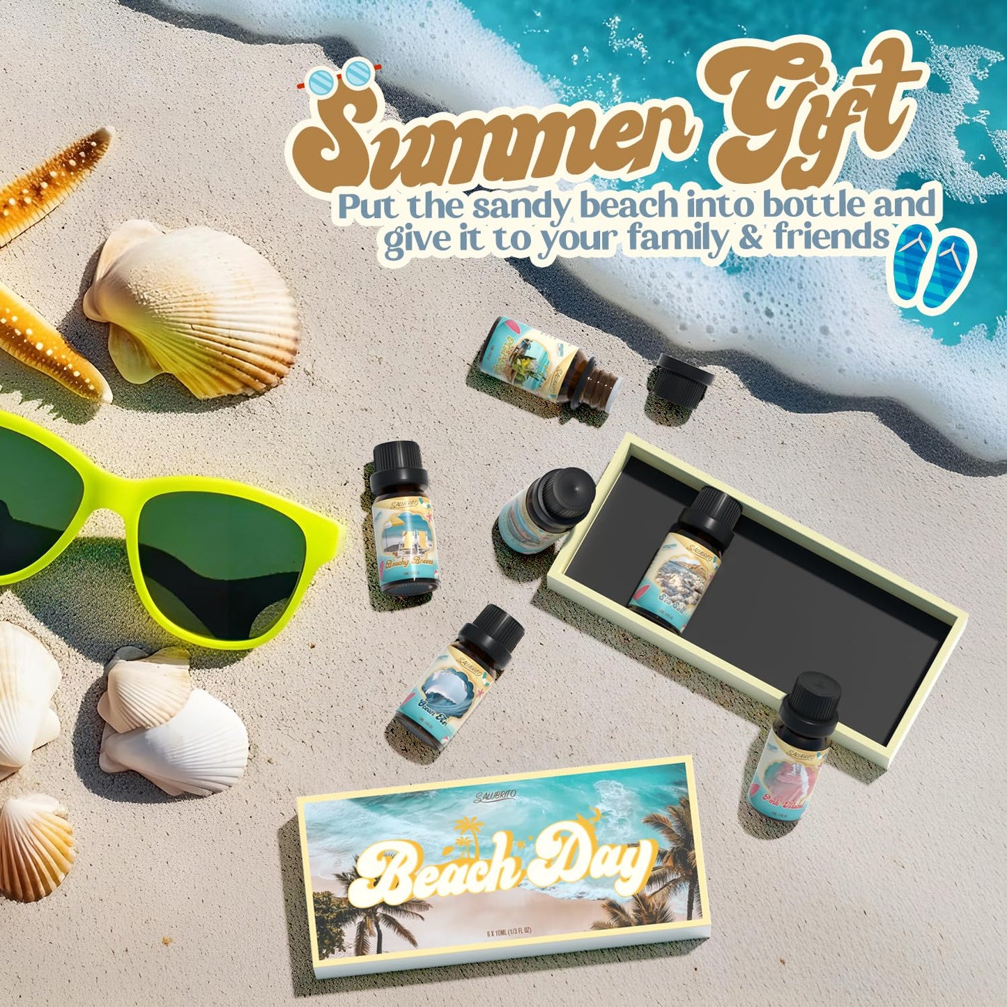 SALUBRITO Beach Fragrance Oils Set – Summer Essential Oils for Diffuser, Candle & Soap Making