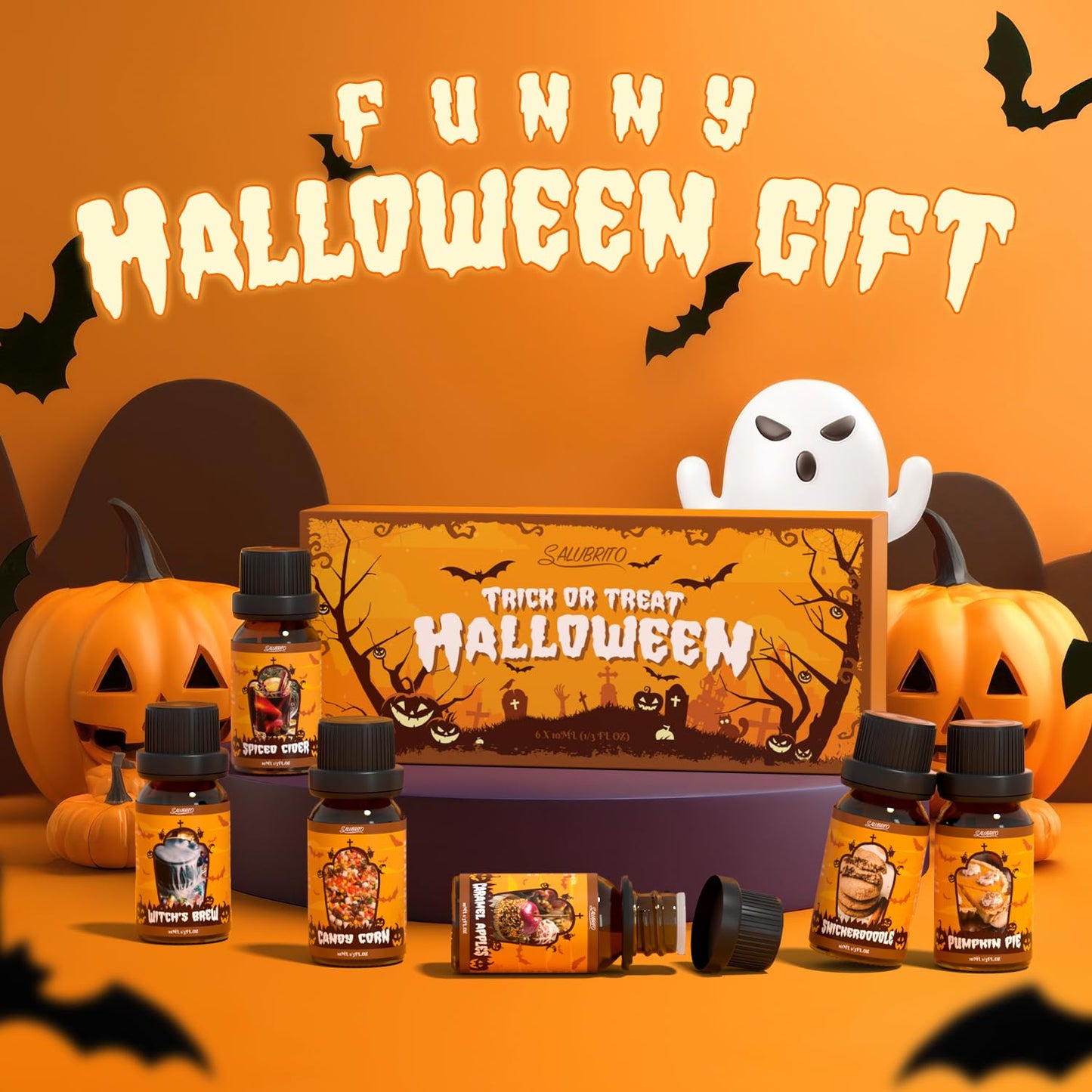 SALUBRITO Halloween Fragrance Oils Set – Diffuser, Candle & Soap Gift