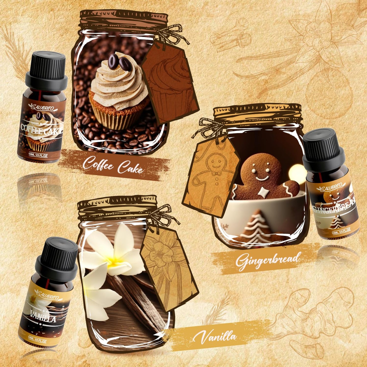 SALUBRITO Spice Fragrance Oils Set | Premium Essential Oils for Diffuser, Candle & Soap Making