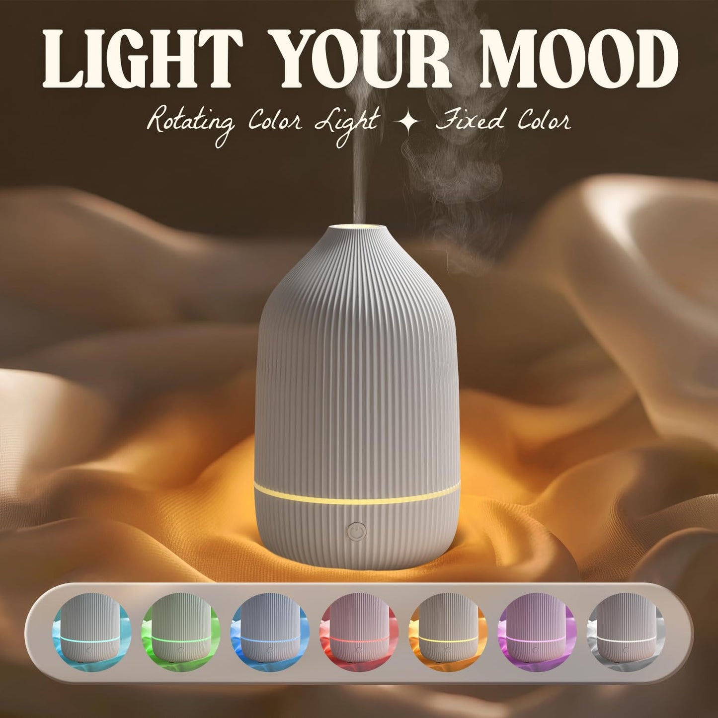 SALUBRITO Essential Oil Diffuser 100ml – Mini Ultrasonic, 7 LED Lights, Auto Shut-Off, White