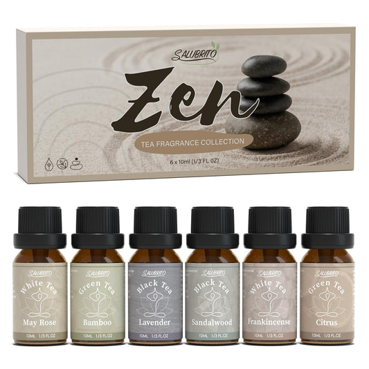 SALUBRITO Zen Fragrance Oil Set – Tea Essential Oils for Diffuser, Candle & Soap Making