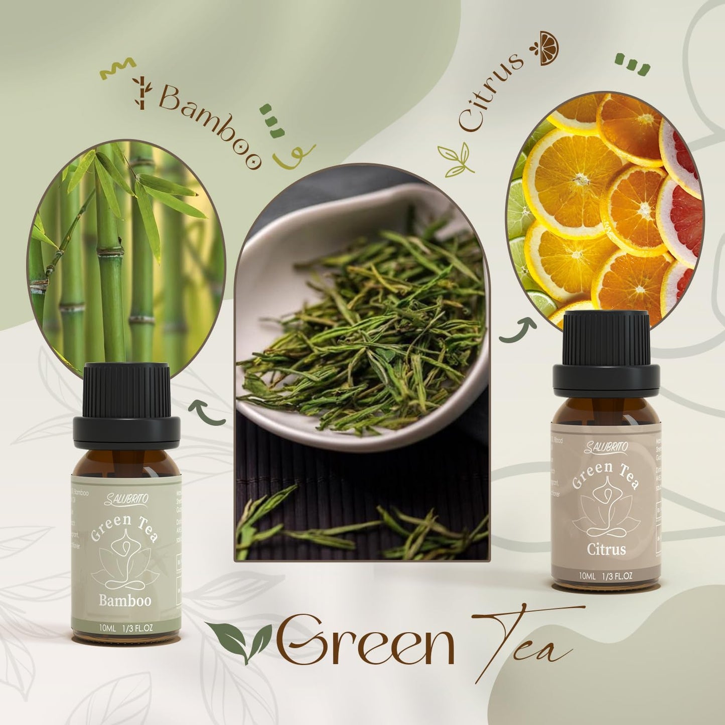 SALUBRITO Zen Fragrance Oil Set – Tea Essential Oils for Diffuser, Candle & Soap Making