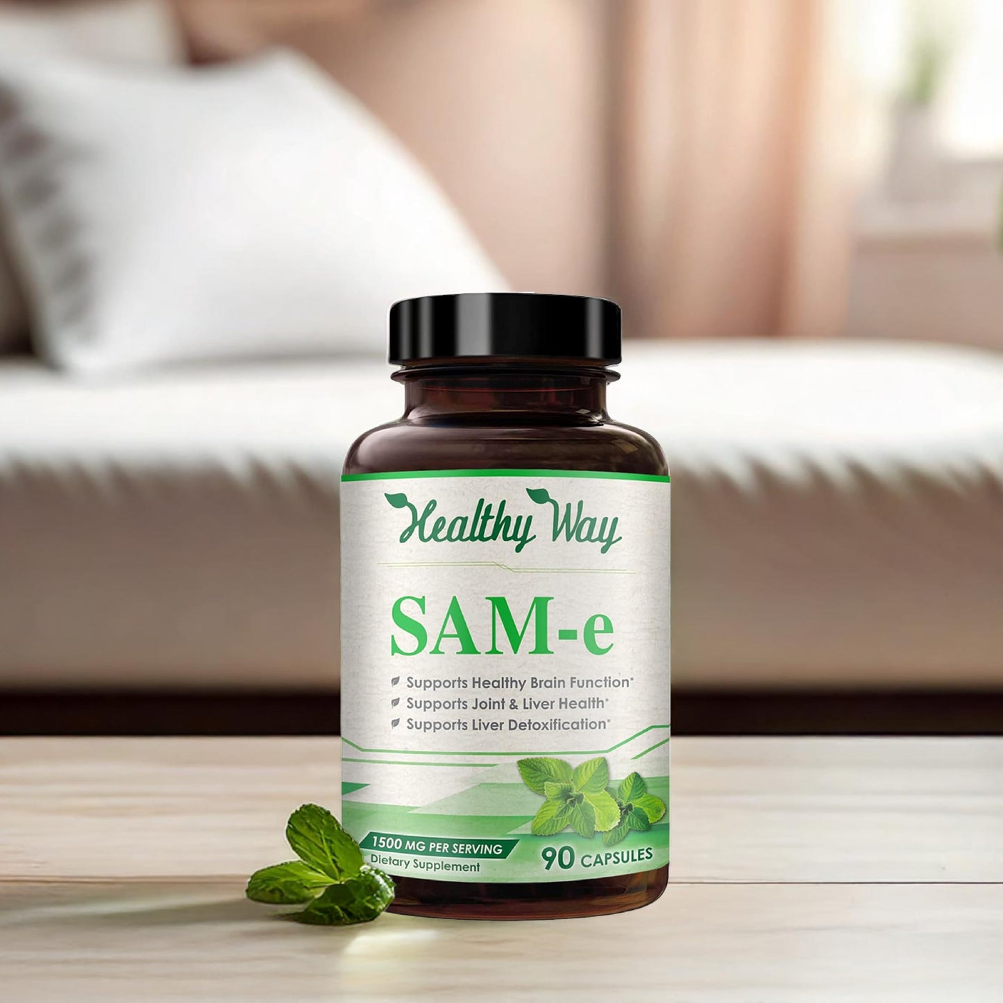 HealthyWayRx 1500mg SAM-e Supplement | High-Absorption S-Adenosyl-L-Methionine (90 Count)