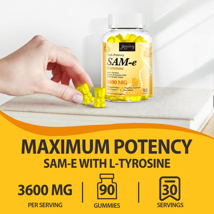SAM-e Gummies with L-Tyrosine & NAC – Pineapple, 180 Gummies | Vegan