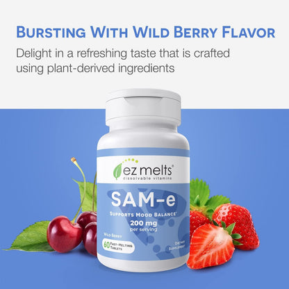EZ Melts Dissolvable SAM-e 200 mg – Sugar-Free 2-Pack (1-Month Supply)