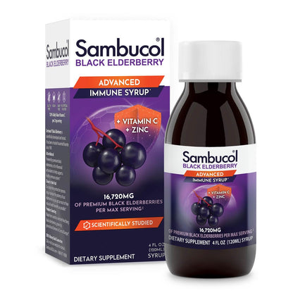 Sambucol Advanced Black Elderberry Syrup – Immune Support with Zinc & Vitamin C (4 oz)