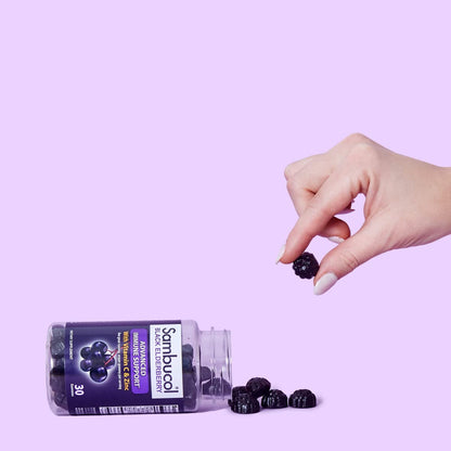 Sambucol Black Elderberry Gummies with Vitamin C & Zinc – 30 Count, 2 Pack