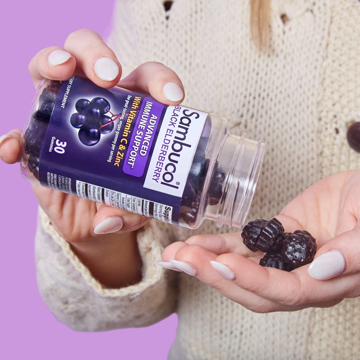 Sambucol Black Elderberry Gummies with Vitamin C & Zinc – 30 Count, 2 Pack