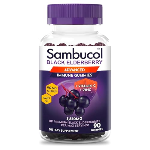 Sambucol Elderberry Gummies – Immune Support with Vitamin C & Zinc | 90 Count