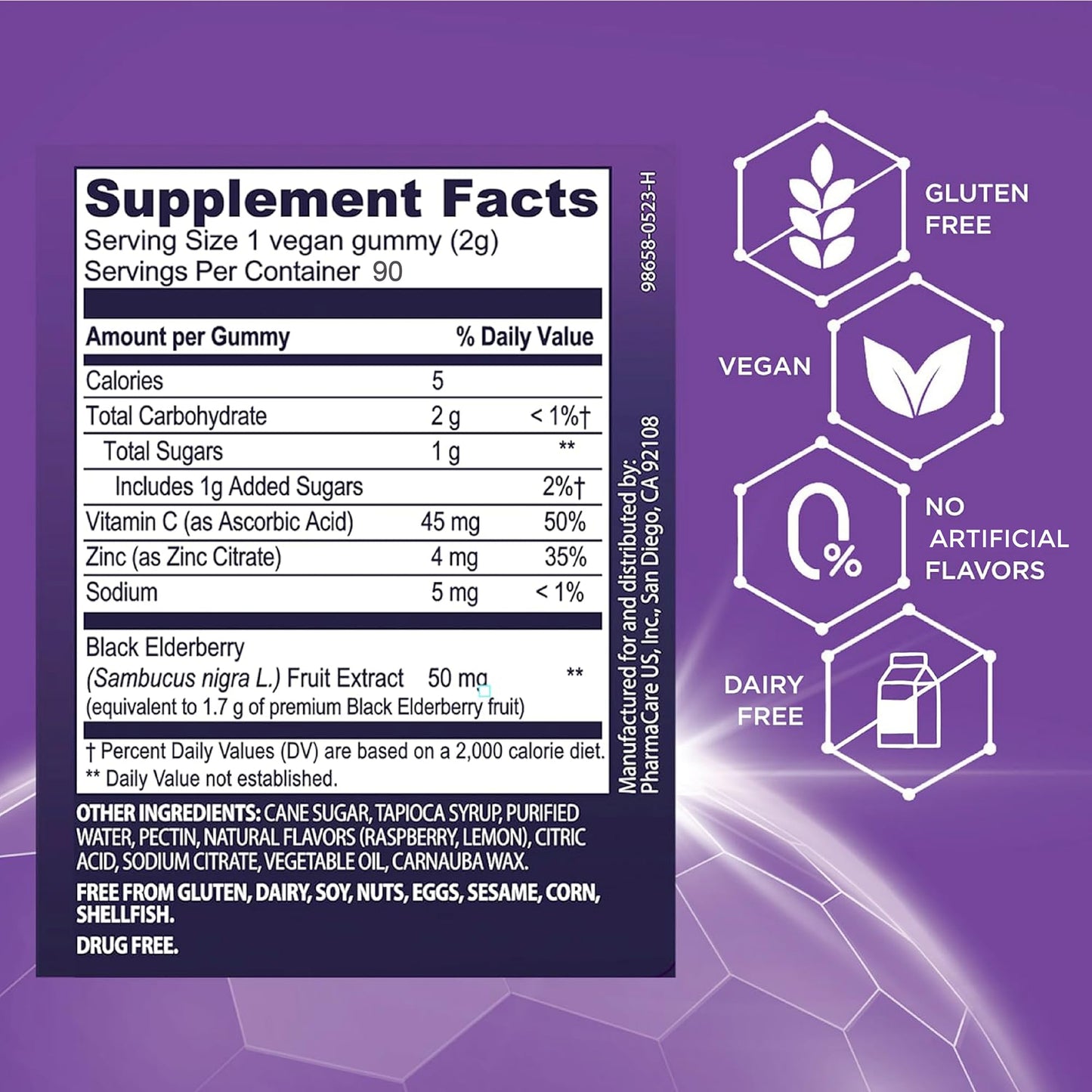 Sambucol Elderberry Gummies – Immune Support with Vitamin C & Zinc | 90 Count