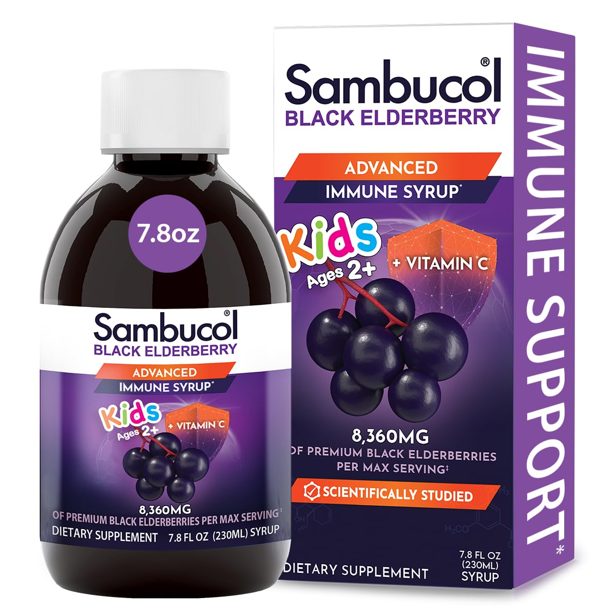 Sambucol Black Elderberry Syrup for Kids – Immune Support (7.8 Fl Oz)